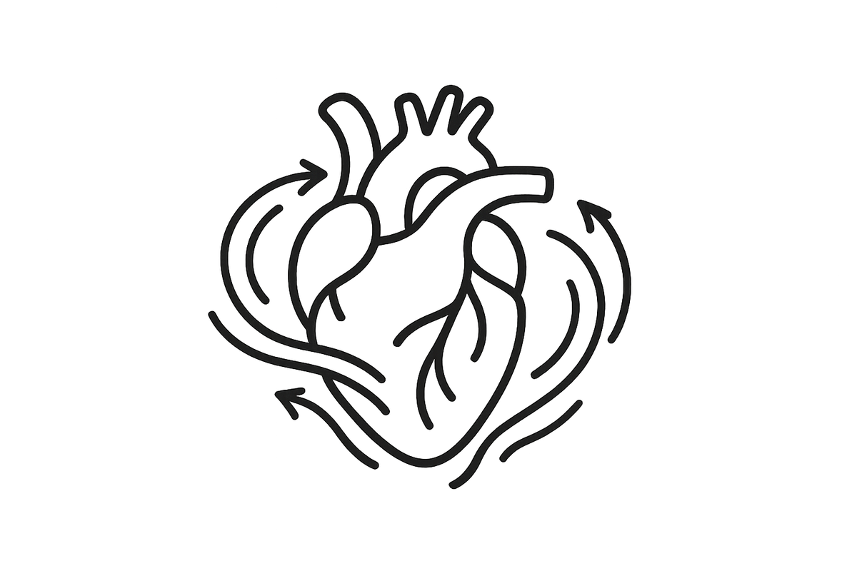 A LINE ICON OF HEART AND BLOOD FLOW